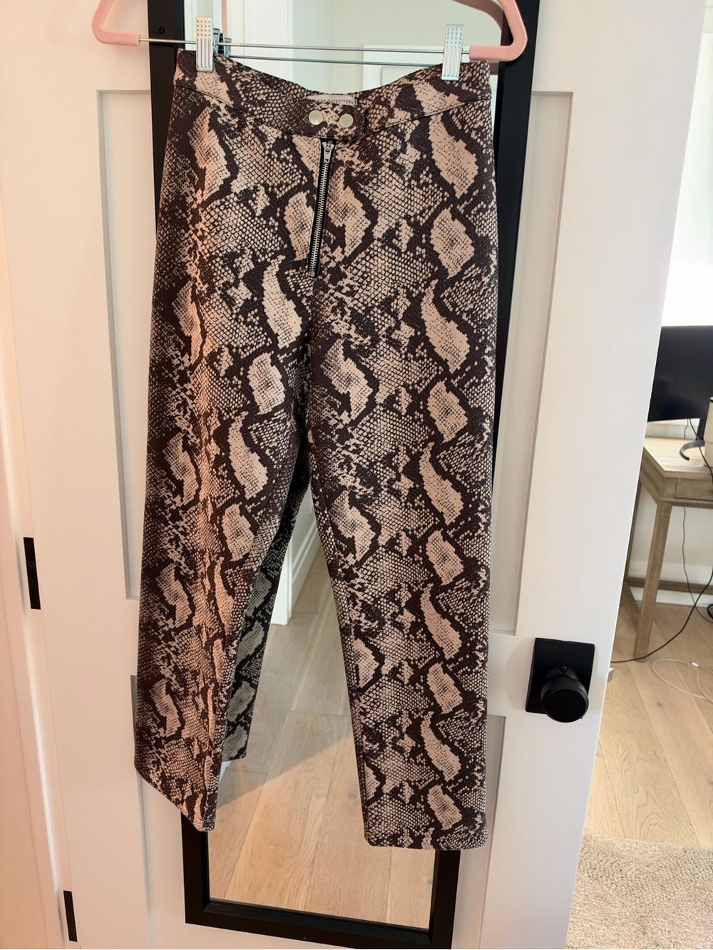 Urban Outfitters UO Leah Faux Leather Snake Print Pant Pants Brown & Pink Size 6